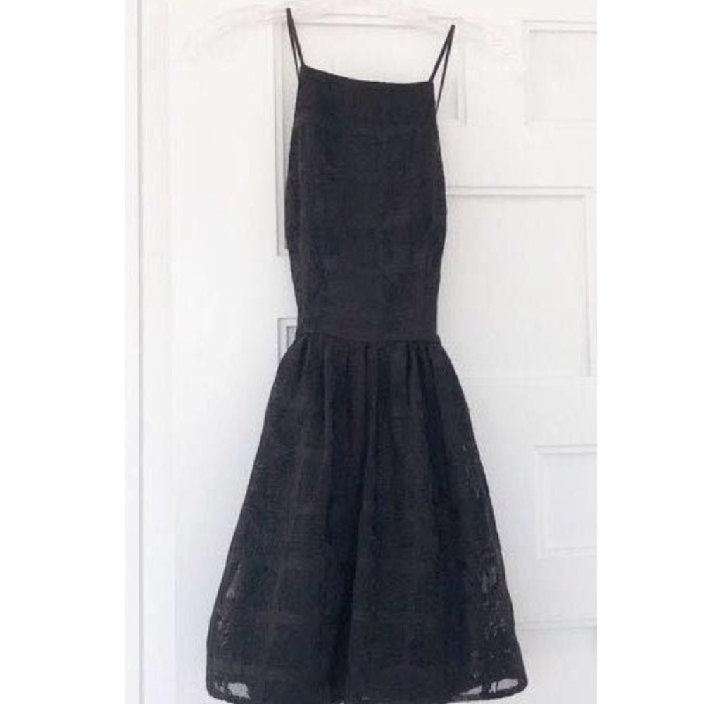 Bebe Black Lace Open-back Flare Dress
